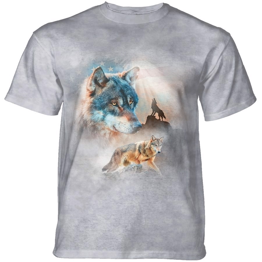 Americana Wolf Collage T-shirt, Adult 2XL