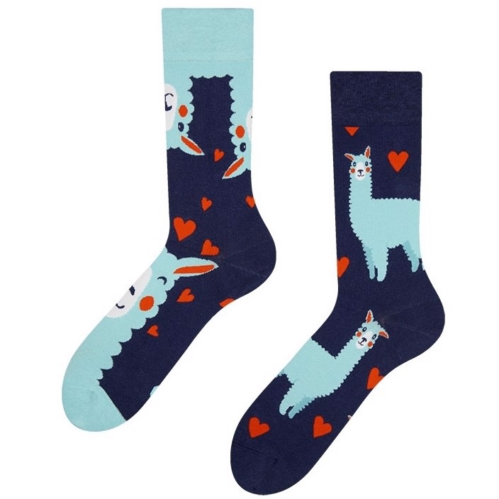 Good Mood adult socks - LLAMA AND HEARTS, size 43-46