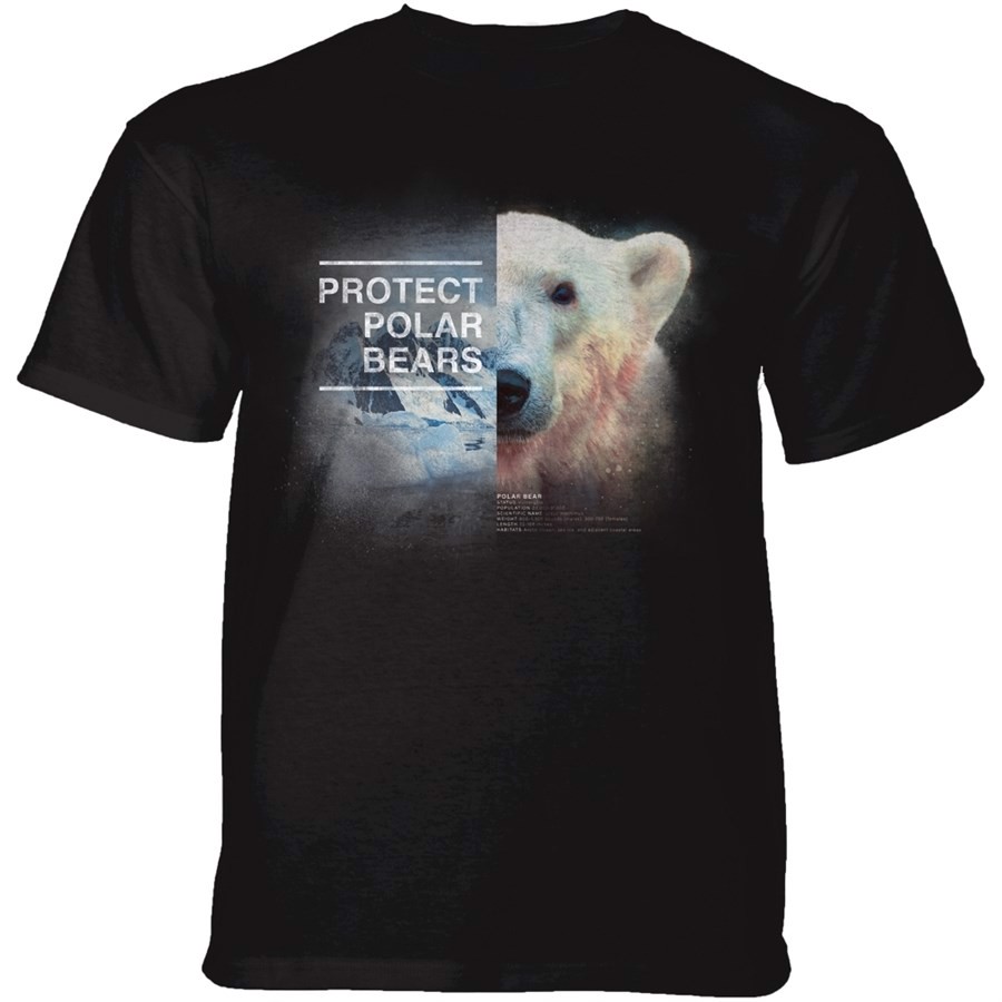 Protect Polar Bear T-shirt, Sort, Adult 3XL