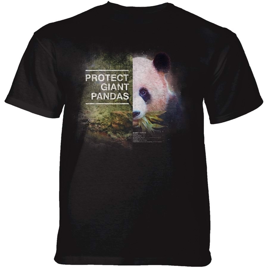 Protect Giant Panda T-shirt, Sort, Adult 2XL