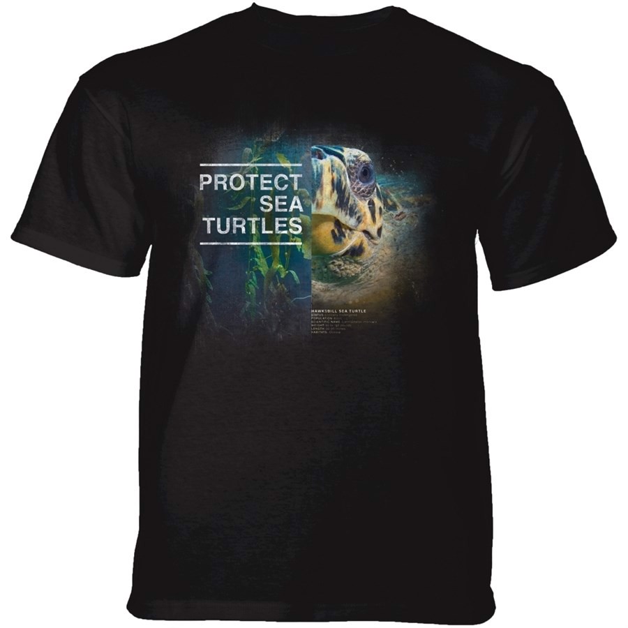Protect Turtle T-shirt, Sort, Child Medium