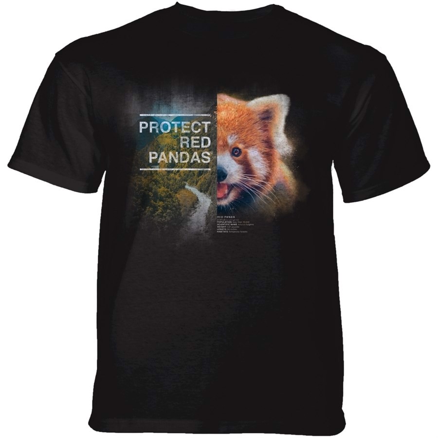 Protect Red Panda T-shirt, Sort, Child XL