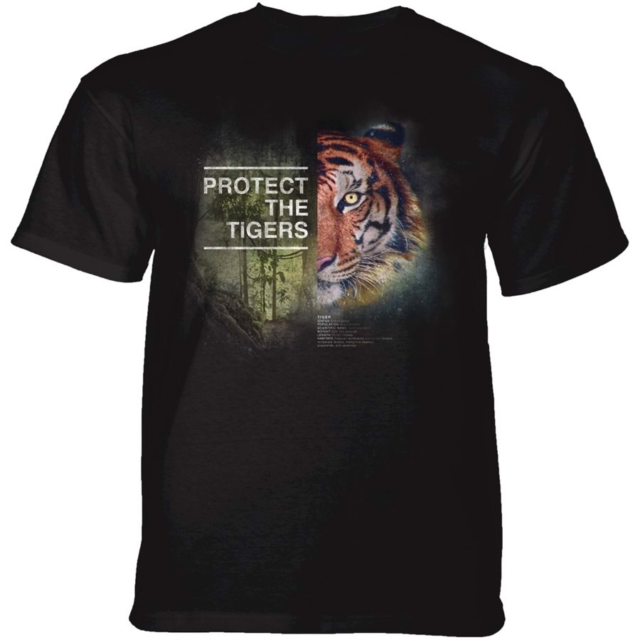 Protect Tiger T-shirt, Sort, Child Large