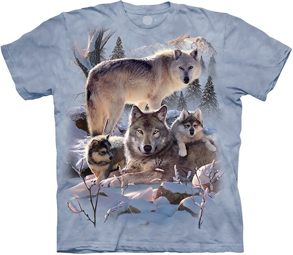 Wolf Family Mountain t-shirt, Adult Large