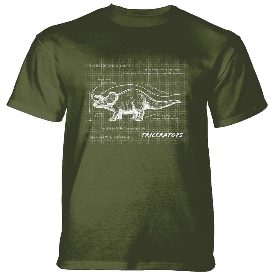 Triceratops Fact Sheet T-shirt, Grøn, Adult Large