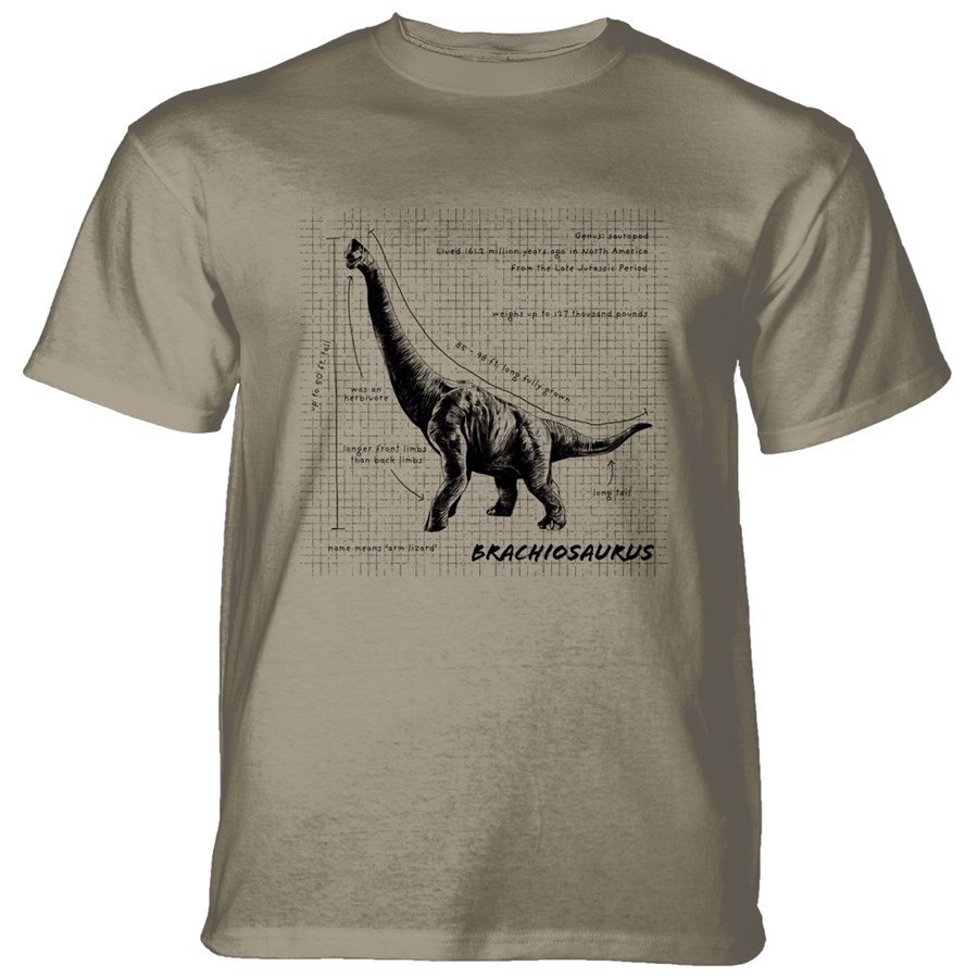 Brachiosaurus Fact Sheet T-shirt, Brun, Adult 2XL