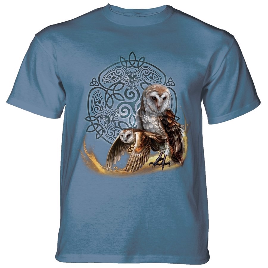 Celtic Owl Magic T-shirt, Blå, Adult Large