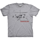 Water Pollution Turtle T-shirt, Grå, Child XL