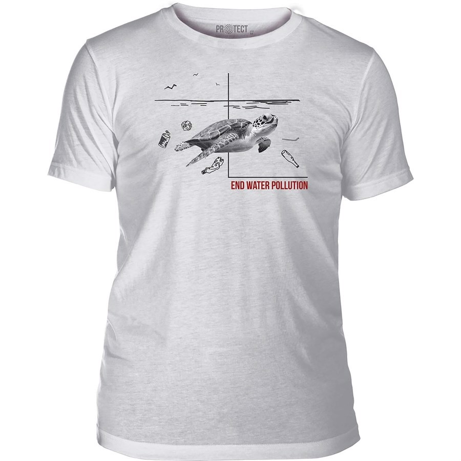 Water Pollution Turtle T-shirt, Hvid