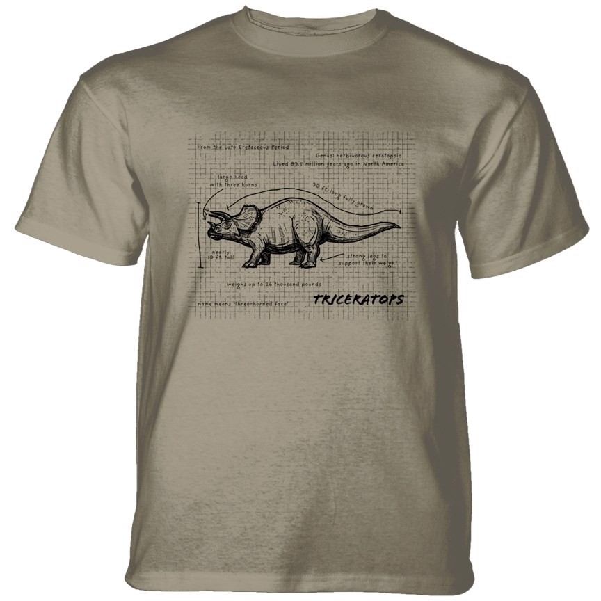 Triceratops Fact Sheet T-shirt, Brun, Adult XL