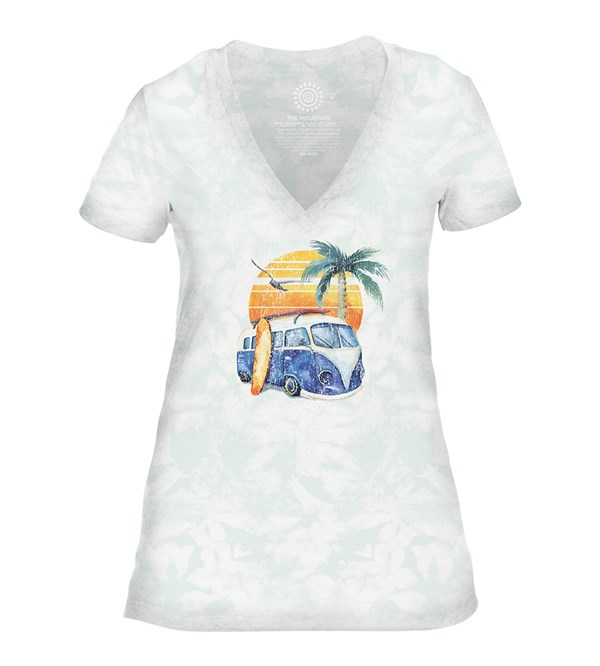Retro Surf Womens V-Neck, GRØN