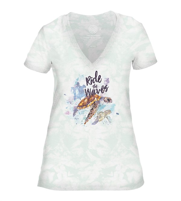 Ride the Waves Women V-Neck, GRØN, Adult Small
