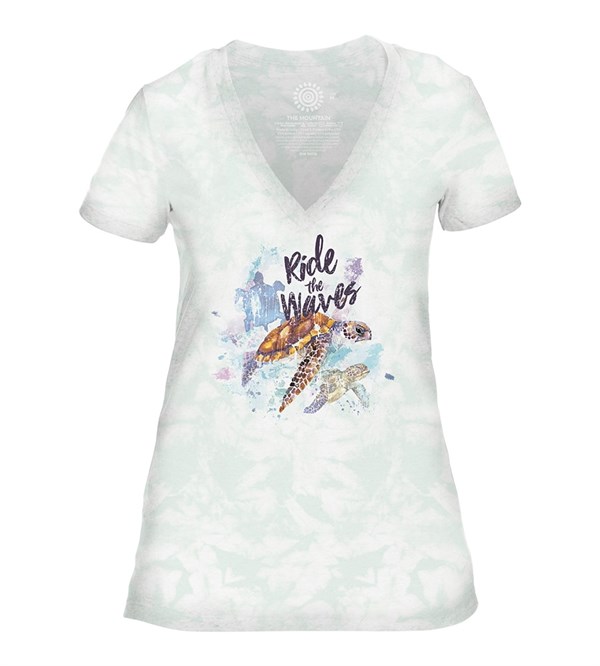 Ride the Waves Women V-Neck, GRØN