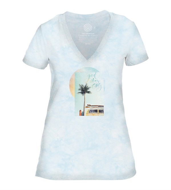 Good Vibes Womens V-Neck, BLÅ