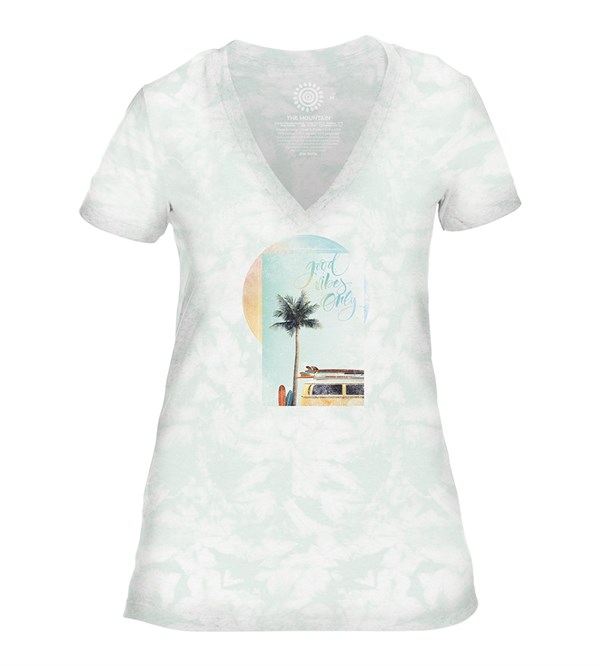 Good Vibes Womens V-Neck, GRØN