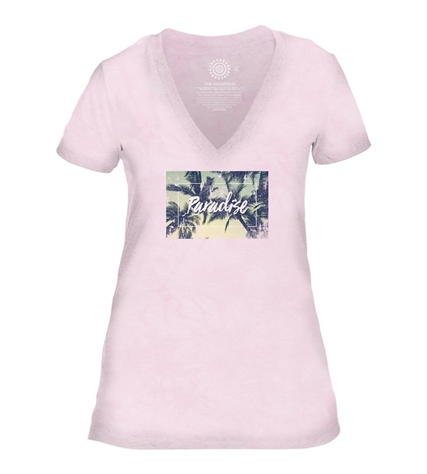 Paradise Womens V-Neck, PINK, Adult Small