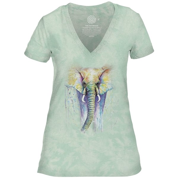 Elephant Colors Tri-Blend Womens V-neck, Green