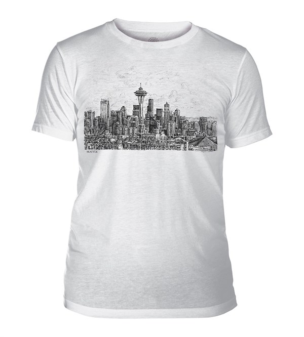 Seattle Cityscape Mens Triblend, Adult Large