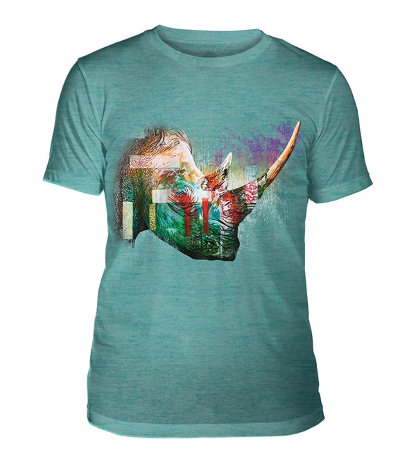 Painted Rhino Mens Triblend, TEAL, Adult 2XL