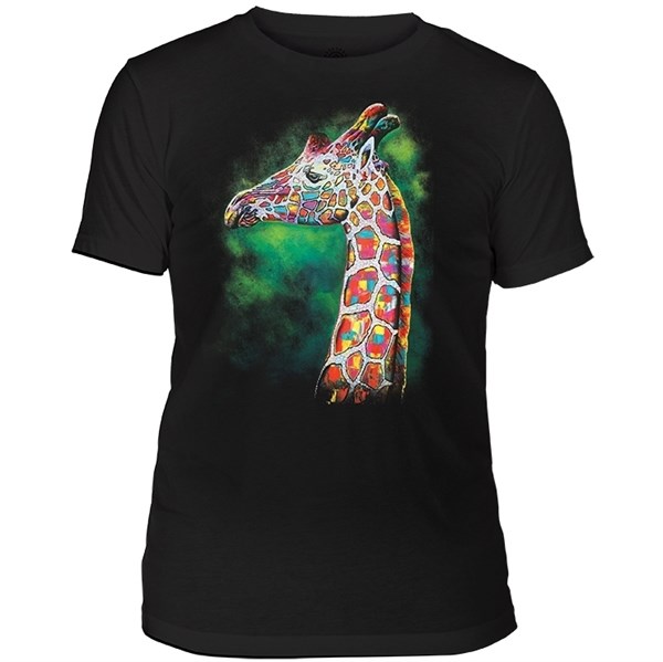 Painted Giraffe Mens Triblend T-shirt, Black