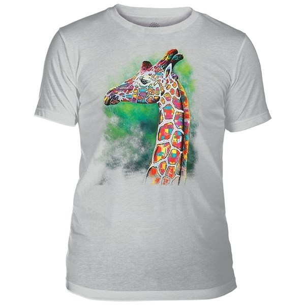 Painted Giraffe Mens Triblend T-shirt, Grey
