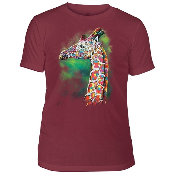 Painted Giraffe Mens Triblend T-shirt, Red