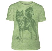 Monotone Wolves Mens Triblend T-shirt, Green