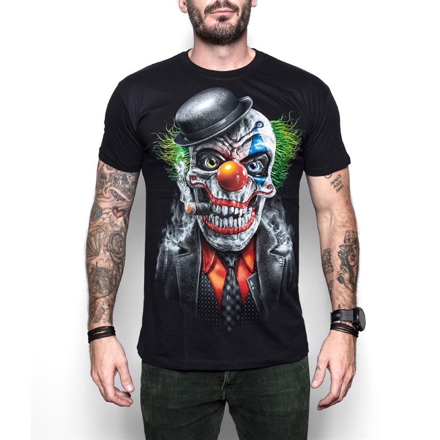 Joker Clown Skull T-shirt, Adult Small