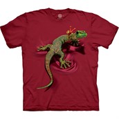 Peace Out Gecko T-shirt, Red, Adult XL