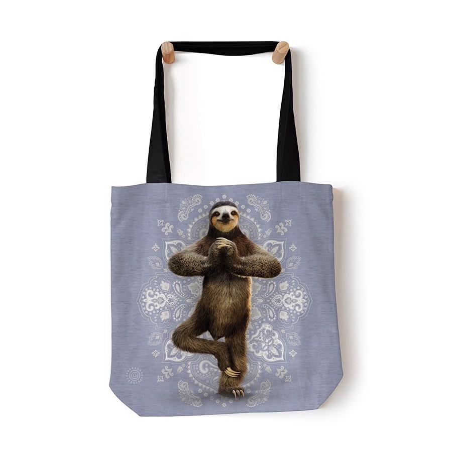 Namaste Sloth Tote Bag, GRÅ