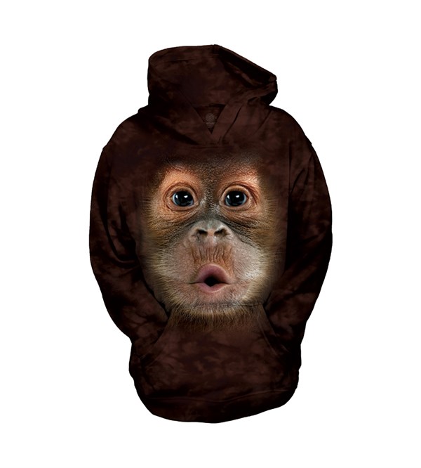 Big Face Baby Orangutan, child hoodie, Large
