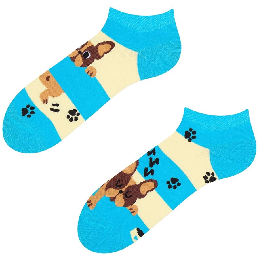 Good Mood adult low socks - DOGS & STRIPES, size 43-46