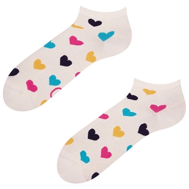 Good Mood adult low socks - COLORFUL HEARTS, size 35-38