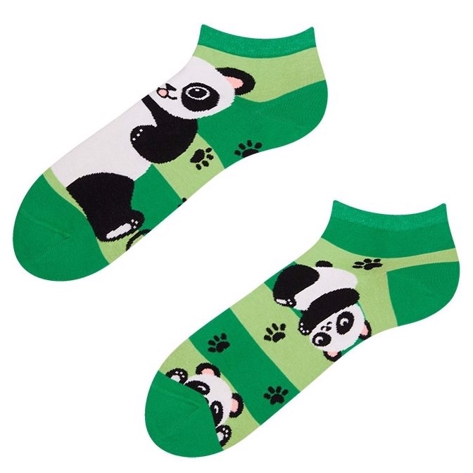 Good Mood adult low socks - PANDA AND STRIPES, size 43-46