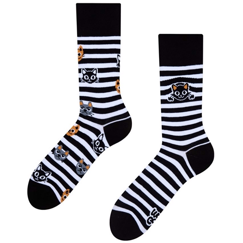 Good Mood adult socks - CATS AND STRIPES, size 39-42