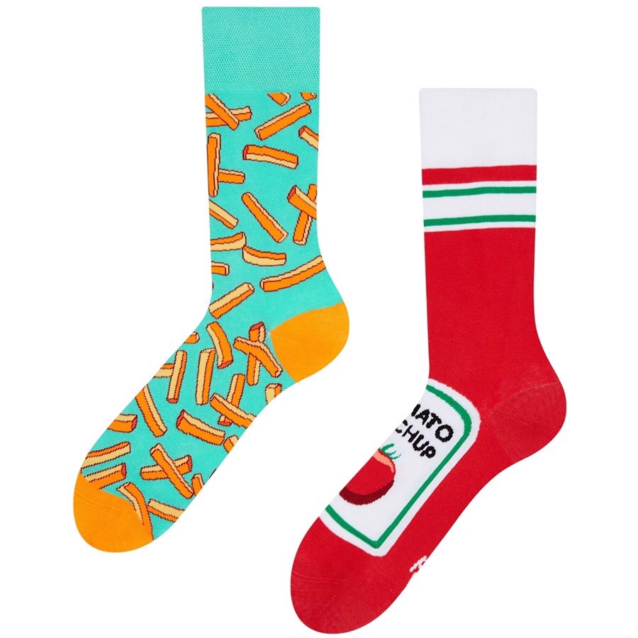 Good Mood adult socks - FRENCH FRIES/KETCHUP, size 43-46