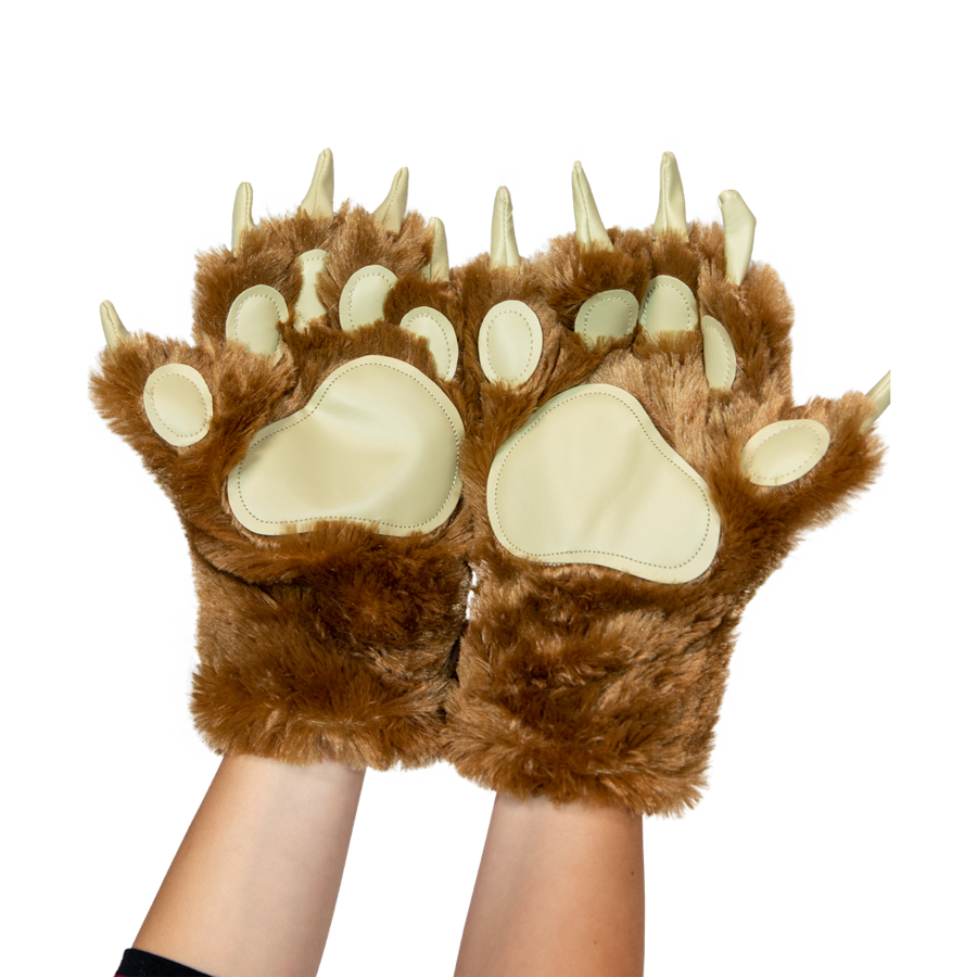 Brown Bear Paw Mitts, Adult Large