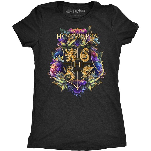 Golden Hogwarts Crest Ladies T-shirt Adult