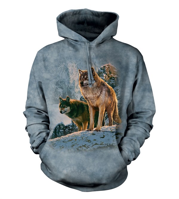 Wolf Couple Sunset adult hoodie, 2XL