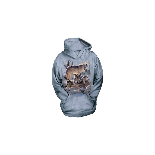 Wolf Family Mountain child hoodie, Large