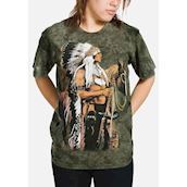 Grøn tshirt med farverig stolt  indianerhøvding