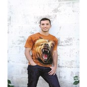 T-shirt med brun grizzly bjørn