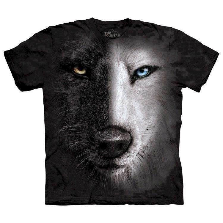 Ulve t-shirt. ulve motiv med sort ulv
