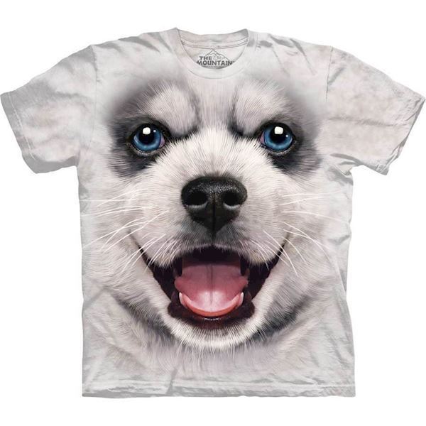 The Mountain tshirt - bluse med sibirisk husky hvalp