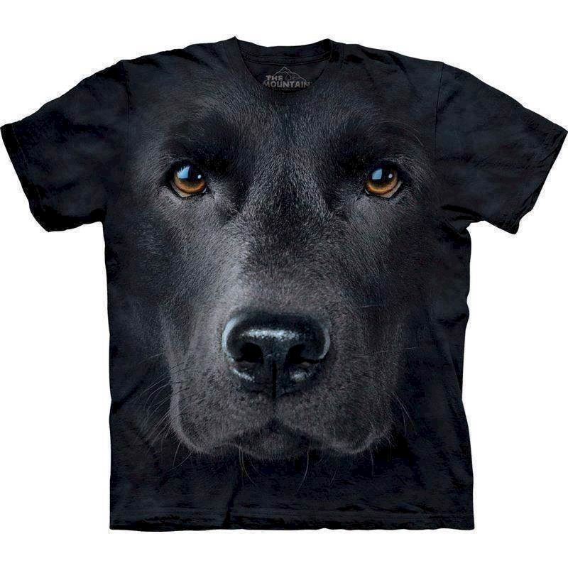 Hunde t-shirt. med livagtigt motiv sort labrador
