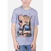 T-shirt til børn med stribet tyranosaurus rex
