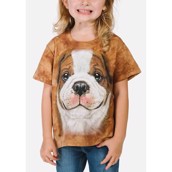 Kortærmet bluse til børn med Bulldog hvalp