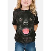 Kortærmet bluse til børn med sort labradorhvalp