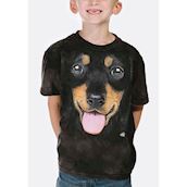 Kortærmet børnebluse med gravhunde hvalp