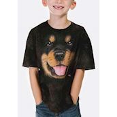 Kortærmet bluse til børn med Rottweiler hvalp